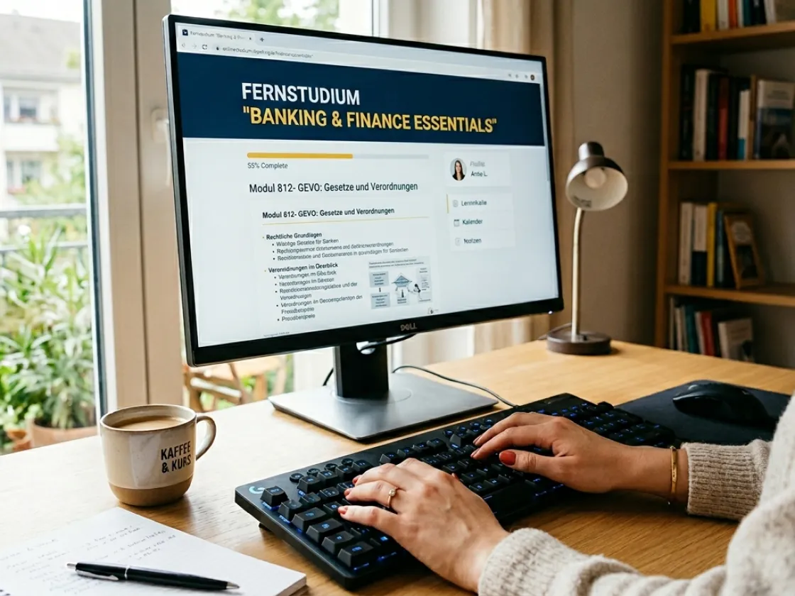 Eine Frau sitzt vor dem Bildschirm eines Computers